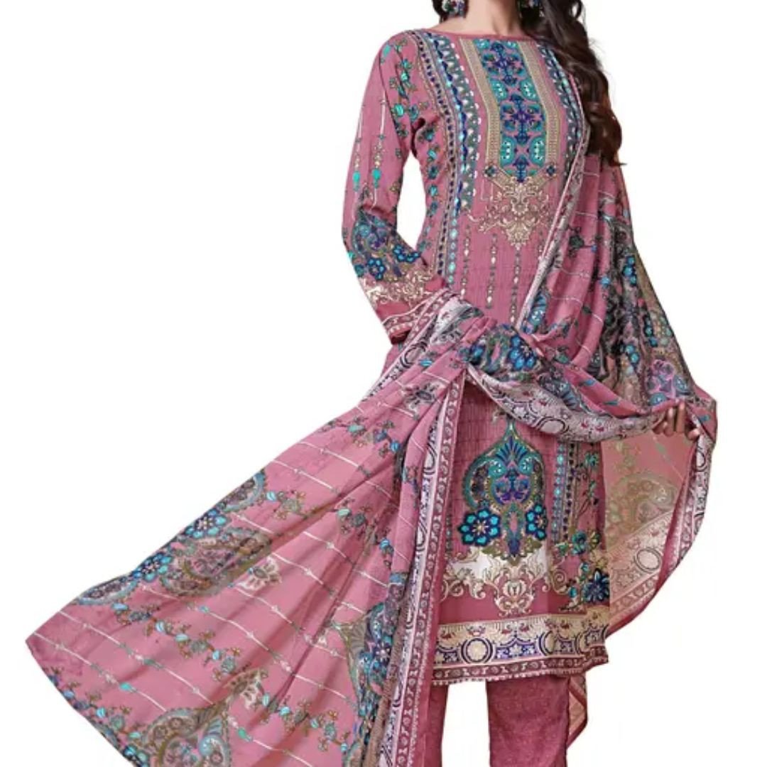 Silk Mills Women's Printed Layon Crepe Salwar Suit