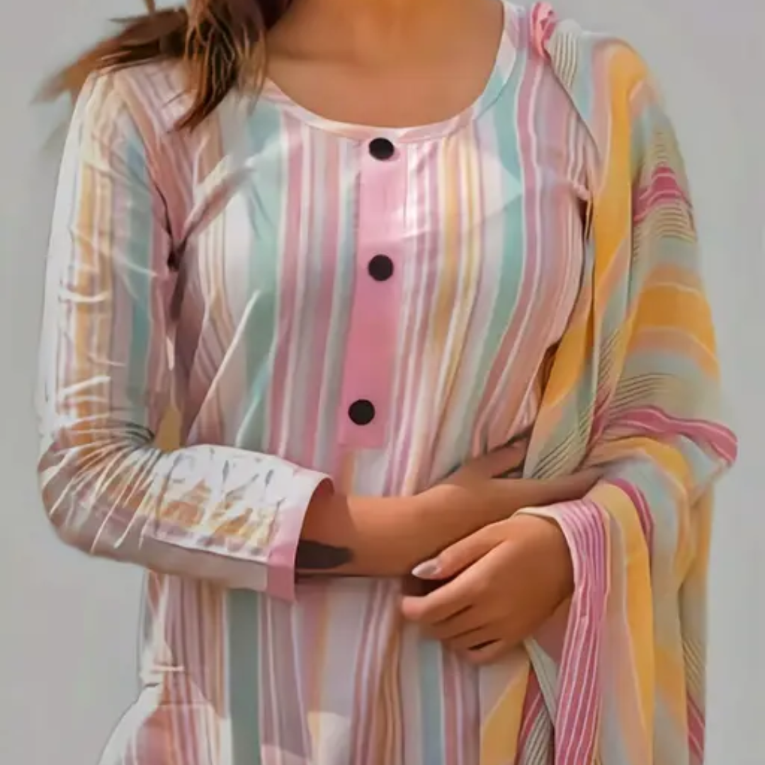 Rayon Golden Printed Short Kurta Set – Ethnic Wear Women