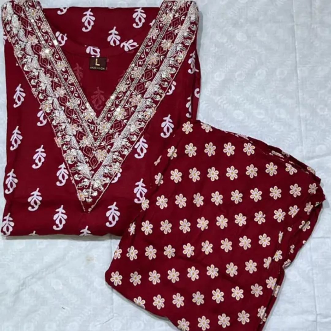 Women's Rayon Kurti with Palazzo Set – Ethnic Wear